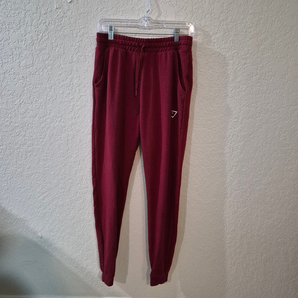Gymshark Slim Fit Joggers Medium Burgundy Red Athleisure Sweatpants